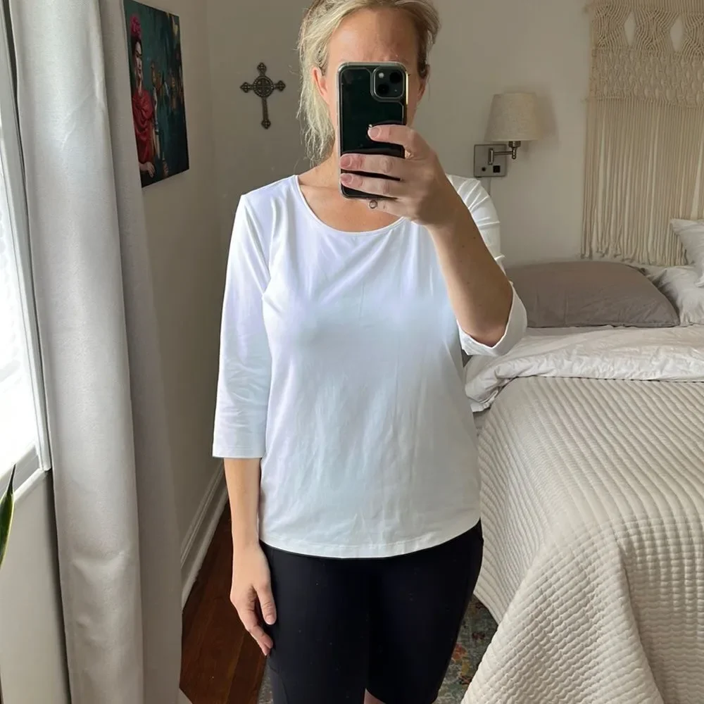 Boss Scoop Neck Stretch Jersey Top White Size XL‎ - Picture 2 of 10